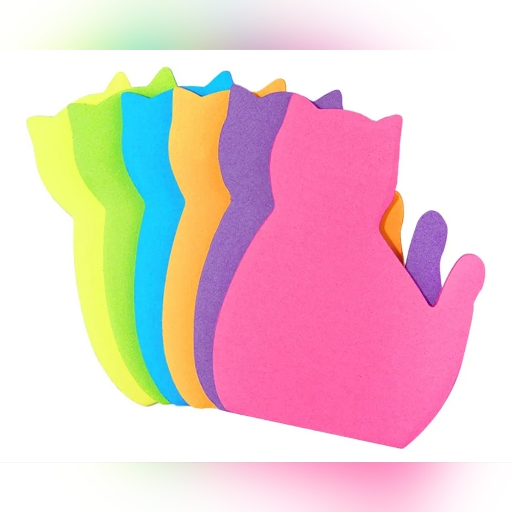 Colorful Cat-Shaped Sticky Notes